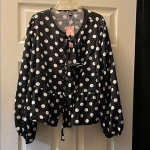 SHEIN Black and White Polka Dot Top New With Tags